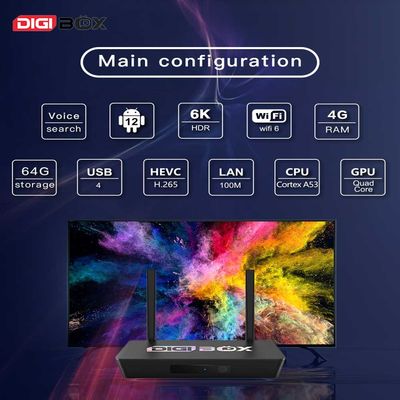 Digibox 2.4Ghz 5.8Ghz Smart TVbox Con D3 Plus Controllo Vocale Remote Smart TV box